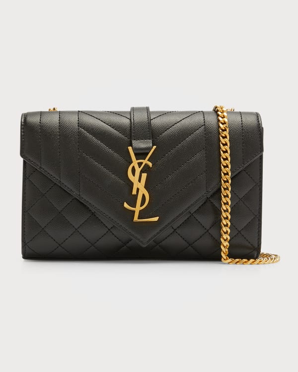Saint Laurent Kate Small YSL Chevron Mix Leather Crossbody Bag Neiman Marcus
