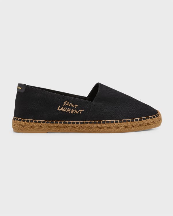 Saint Laurent Embroidered Canvas Espadrilles - Natural - Espadrilles