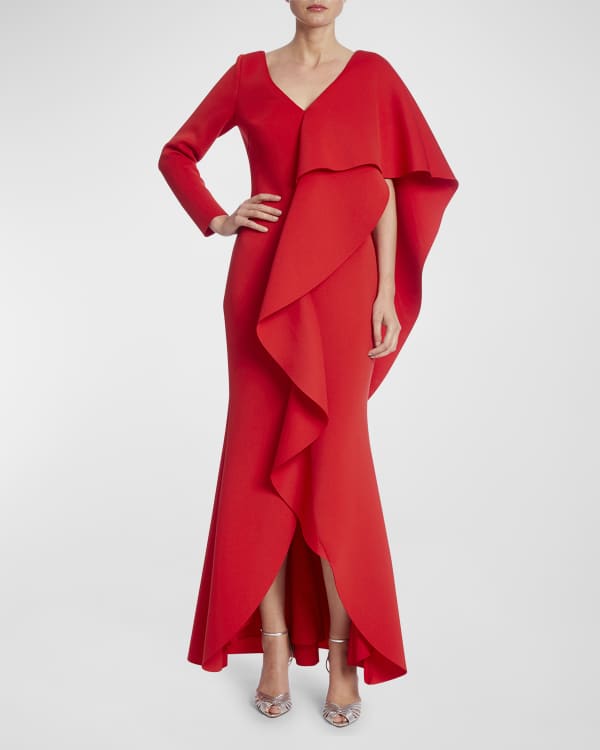 badgley mischka asymmetrical ruffle gown