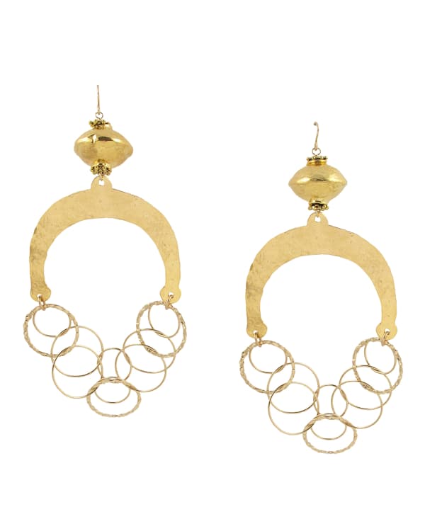 Pamela Love Inlay Hammered Hoop Earrings | Neiman Marcus