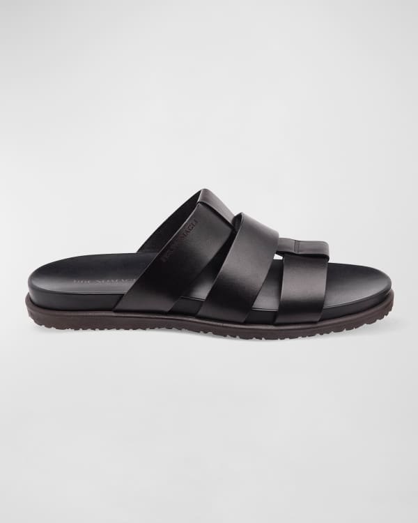 Bally Men's Jarmo B-Chain Embossed Leather Slide Sandals | Neiman Marcus