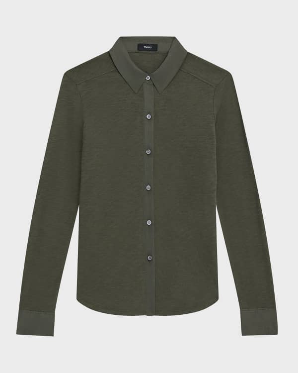 Frayed Hem Side Slit Button Down Shirt