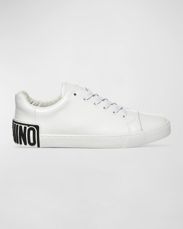 Moschino Men's Logo Low-top Leather Sneakers - Cream - Size 10