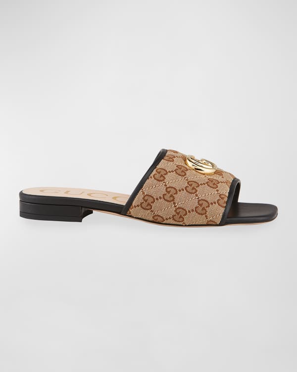 Fendi pearland ff leather slide sandal clearance