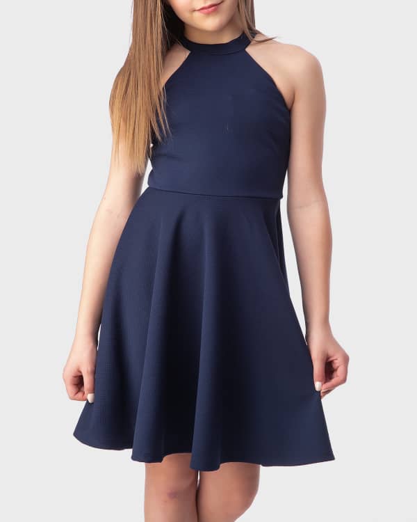 Un Deux Trois Girl's Jacquard V-Back Dress, Size 7-16 | Neiman Marcus