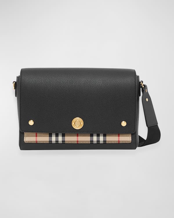 Burberry Check & Leather Small Crossbody Bag, Black