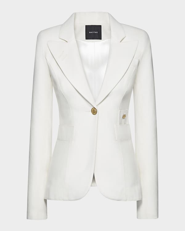Smythe Striped Puff-Shoulder Blazer | Neiman Marcus