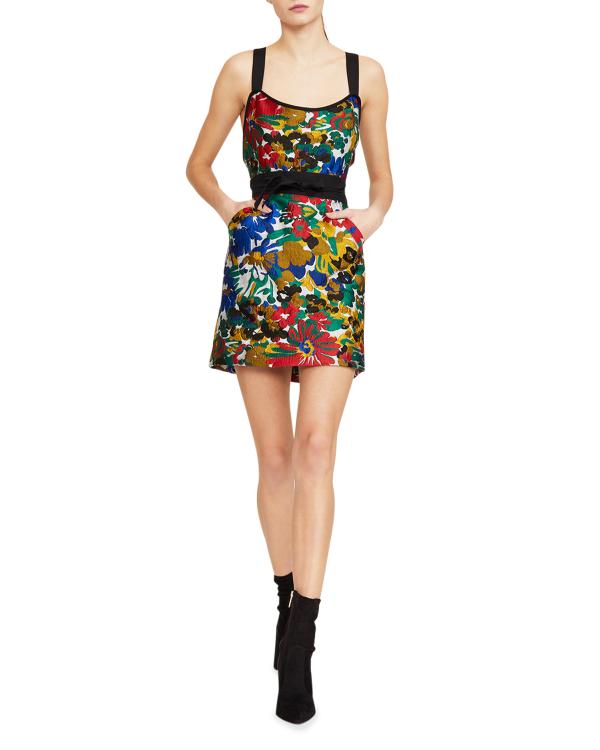 STAUD Landscape Fit & Flare Corset Mini Dress