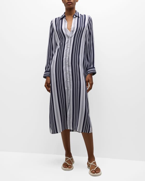 Tommy Bahama Breton Stripe Boyfriend Beach Shirt Blue Neiman Marcus