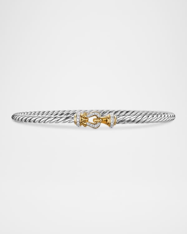 Cable Buckle Bracelet with Diamonds and 18K Gold, 2.6mm