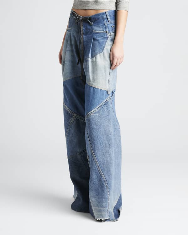 ALAIA Exaggerated Rounded Wide-Leg Denim Jeans - Bergdorf Goodman