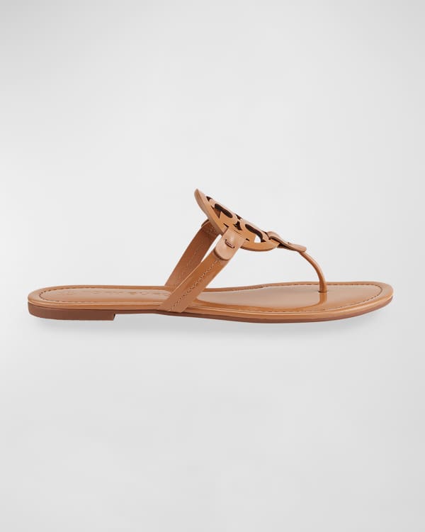 Tory Burch Miller Square-Toe Flat Slide Sandals | Neiman Marcus