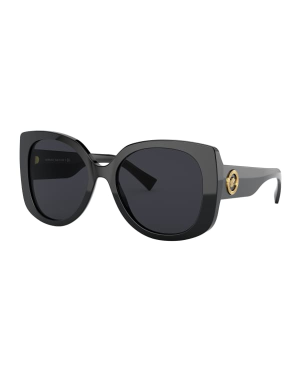Versace Medusa Safety Pin Rectangle Acetate Sunglasses | Neiman Marcus