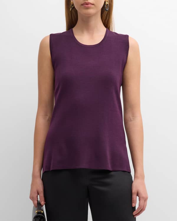 Eileen Fisher Scoop-Neck Hammered Silk-Cotton Cami