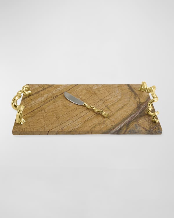 Michael Aram Small Dogwood Cheese Board/Knife Neiman Marcus