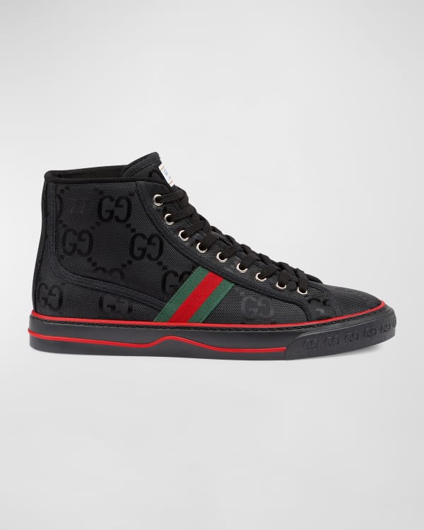 Black GG Supreme canvas and leather trainers, Gucci