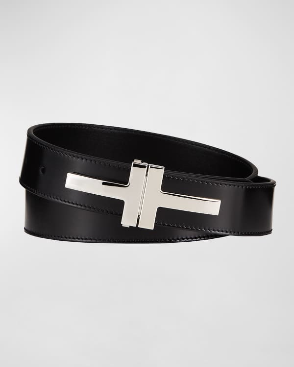 Amiri Men's Ma-buckle Leather Belt In Alabaster