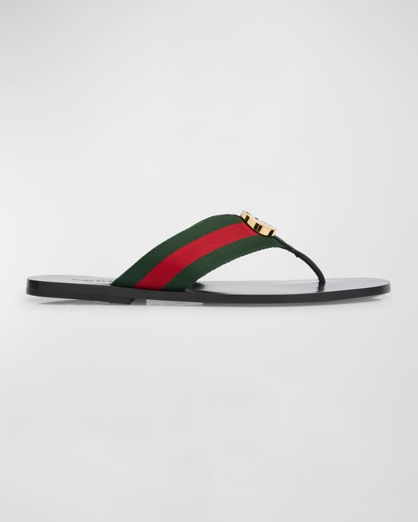 Gucci Men s Agrado Double Band Leather Slide Sandals Neiman Marcus