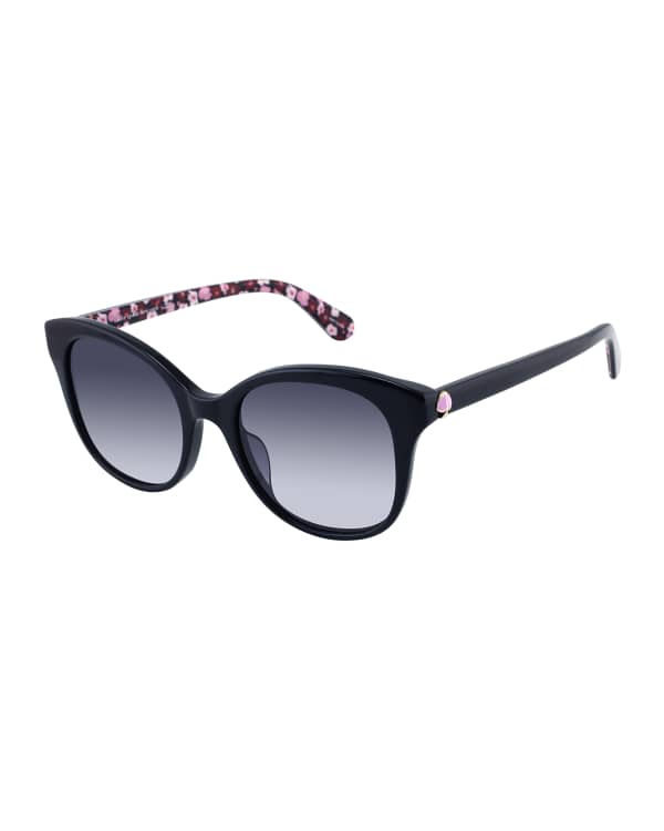 kate spade new york lamonica round sunglasses, black Neiman Marcus