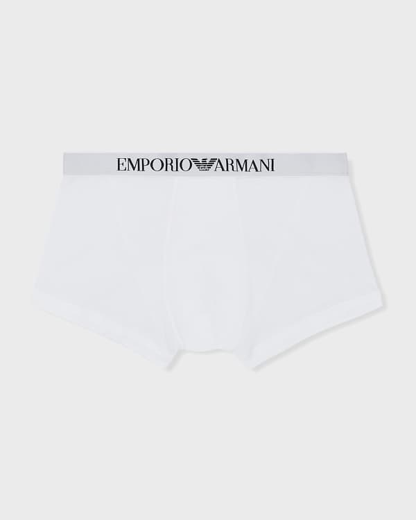 Emporio Armani Men's 2-Pack Logo Waistband Cotton Boxer Trunks