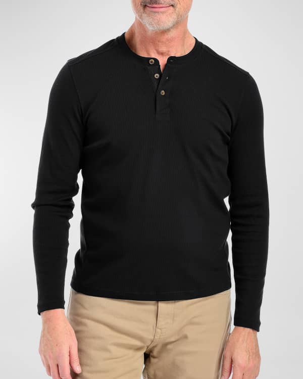 Dolce&Gabbana Men's Lightweight RibKnit Wool Henley Shirt Neiman Marcus