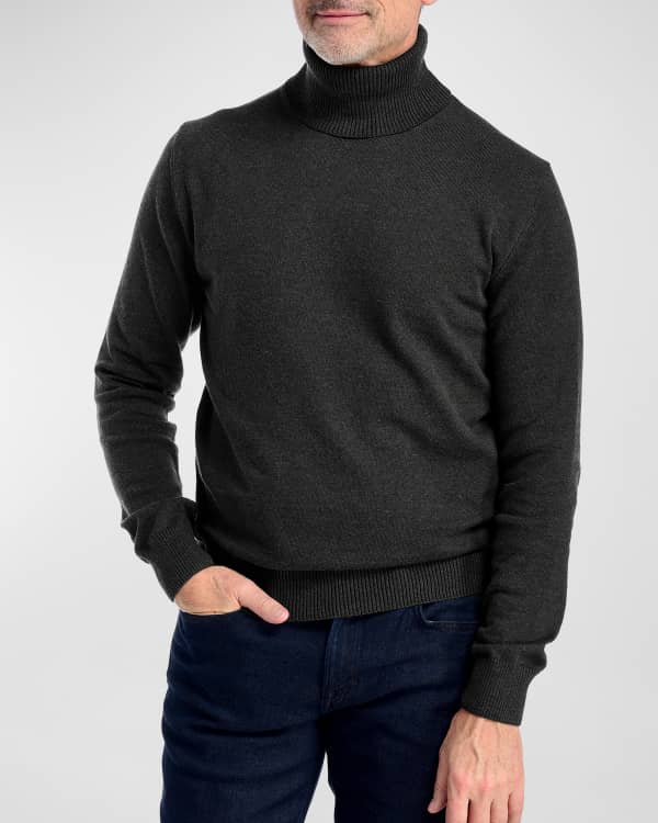 Extra-Fine Men's Silk Cashmere Mock Turtleneck