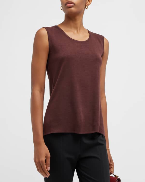 Eileen Fisher Missy Silk Georgette Crepe Scoop-Neck Tank Top