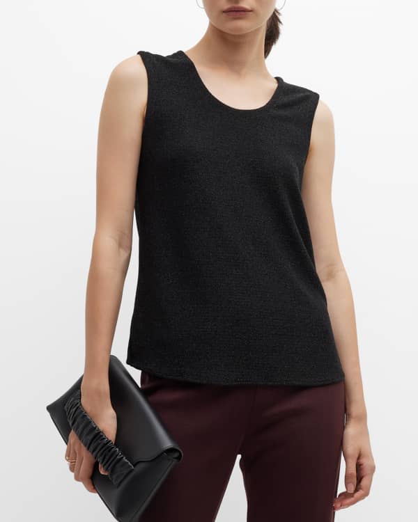 Eileen Fisher Missy Silk Georgette Crepe Scoop-Neck Tank Top