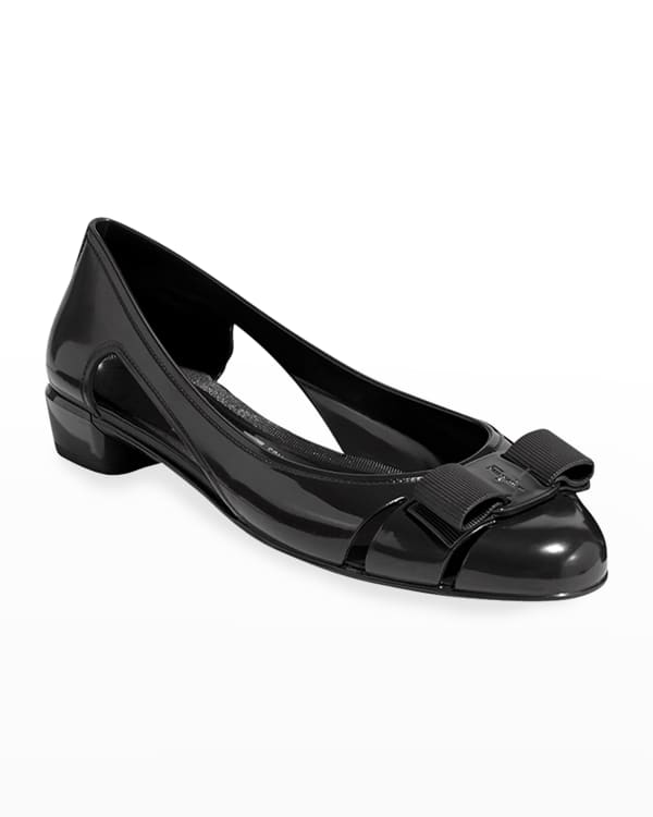 Ferragamo Linette Leather T-Strap Ballerina Flats | Neiman