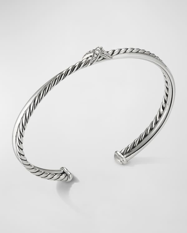 David Yurman 3.4mm Paveflex 18K Gold Bracelet with Diamonds Size L Neiman Marcus