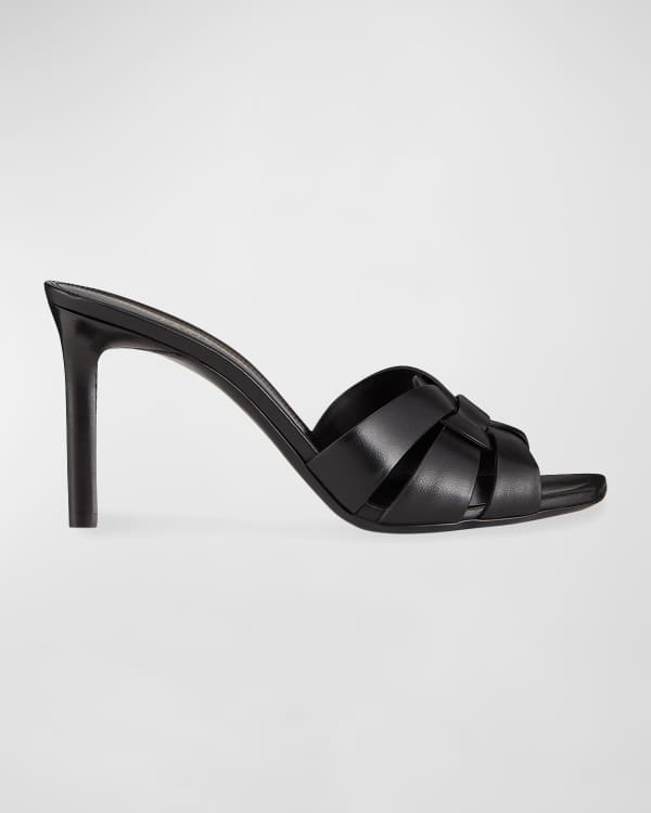 Babylone YSL Ruched Leather Mule Sandals