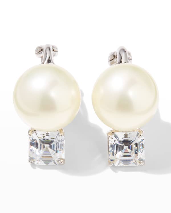 Mizuki 14k Gold Pearl and Diamond Stud Earrings | Neiman Marcus