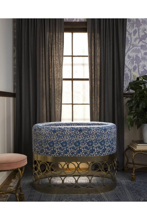 Aristot Tufted Velvet Bassinet with Curule Base | Neiman Marcus