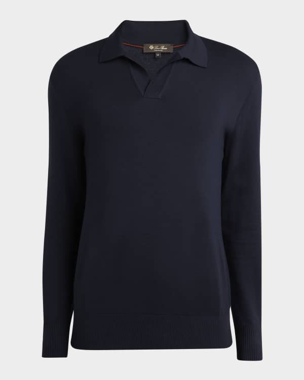 Loro Piana Superlight Baby Cashmere Long-Sleeve Polo Shirt, Susina