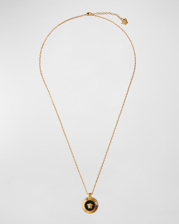 Versace gold round medusa pendant necklace on sale