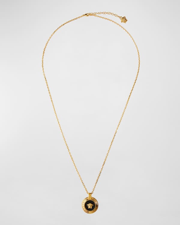 Versace gold round outlet chain pendant necklace
