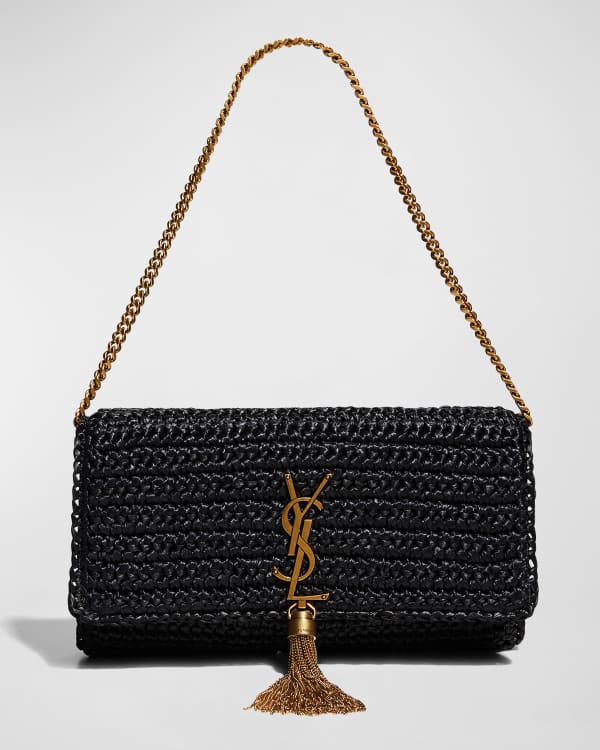 Saint Laurent Medium YSL Flap Raffia Shoulder Bag - Realry: Your