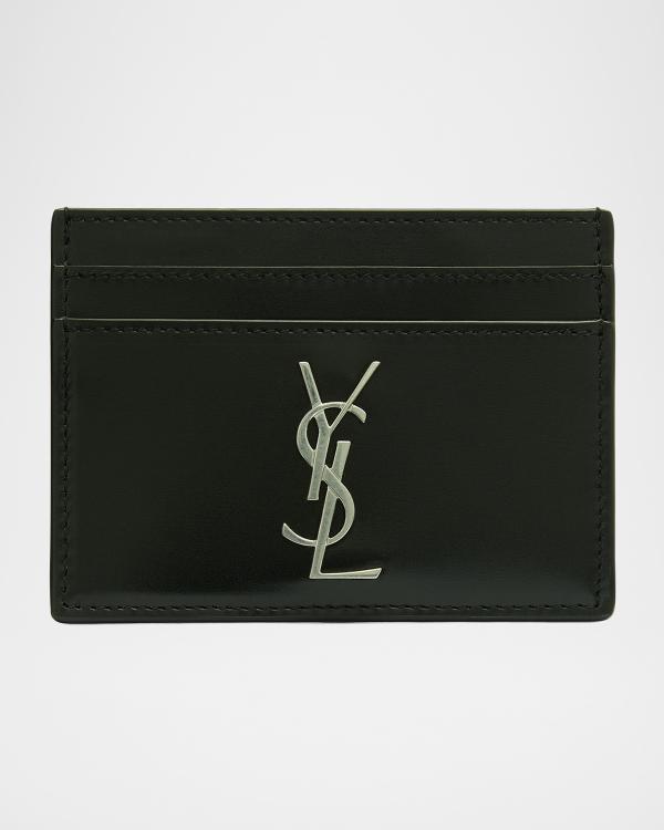 Saint Laurent Men's YSL Croc-Embossed Card Holder | Neiman Marcus