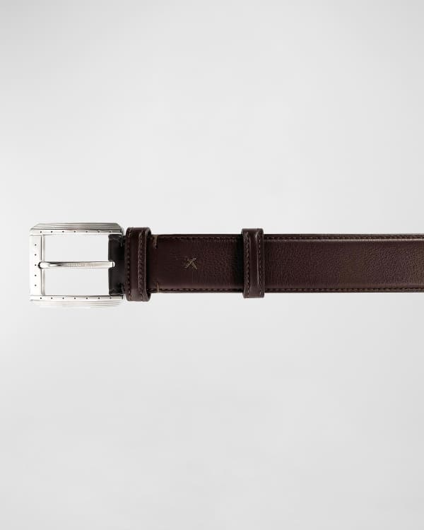 Cream Mock Ostrich Leather Belt