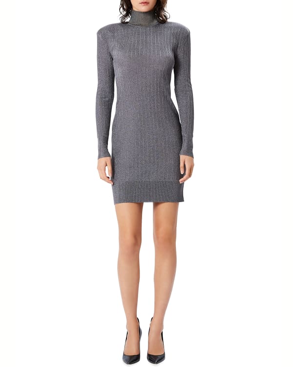 Balmain Vichy Short-Sleeve Knit Midi Dress | Neiman Marcus