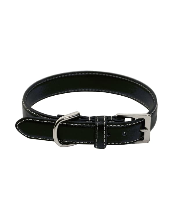 MacKenzie Childs Embossed Leather Medium Black Pet Collar Neiman