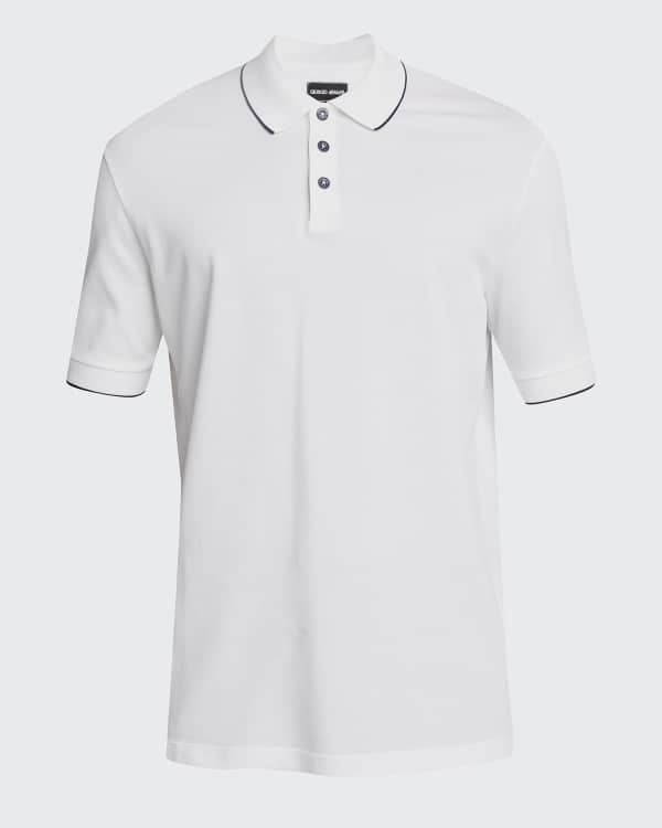 Giorgio Armani Men's Textured Knit Short-Sleeve Quarter-Zip Polo