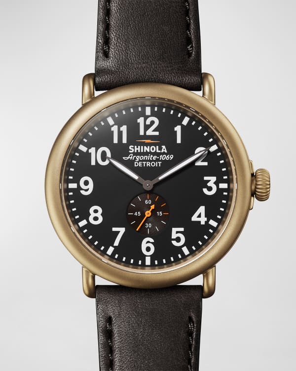 Shinola Gail 36mm Leather Strap Watch Dark Camel Golden Neiman