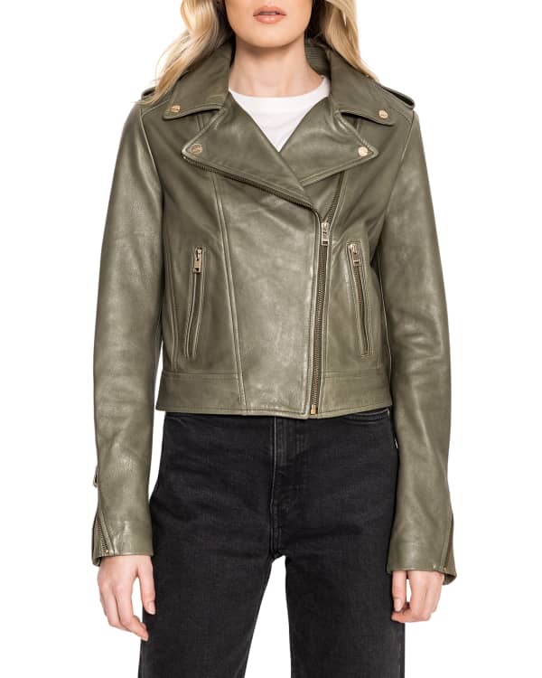 LaMarque Ciara Cropped Leather Moto Jacket | Neiman Marcus