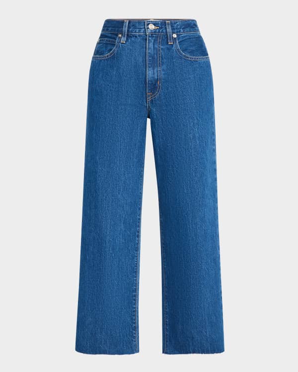 Ganni Wide-Leg Jacquard Denim Pants | Neiman Marcus