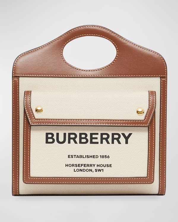 Burberry Leather and Vintage Check Two-handle Title Bag Mini Black