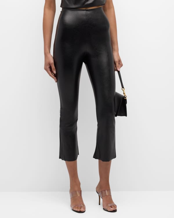 Faux Leather Crop Flare Legging