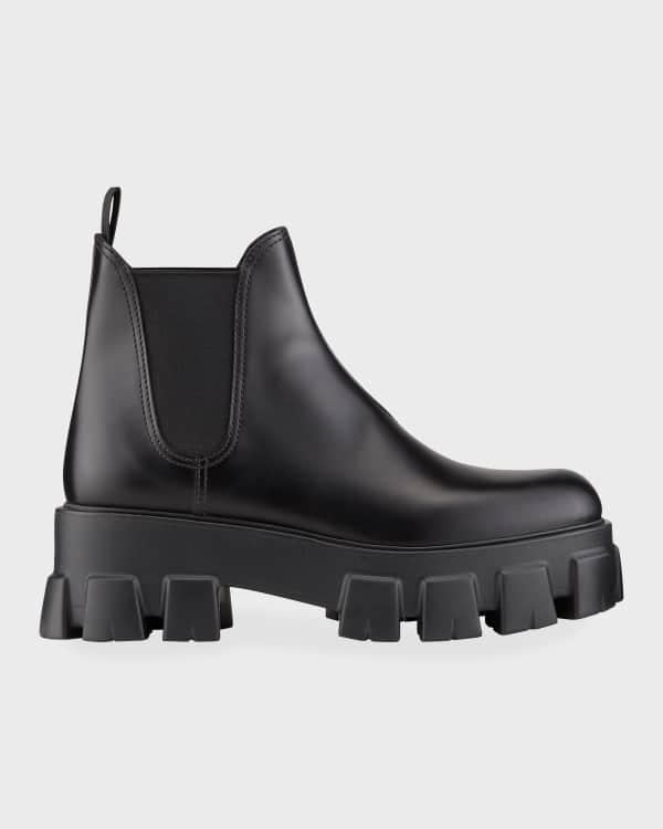 Prada Leather Square-Toe 55mm Ankle Boot, Black (Nero) | Neiman Marcus