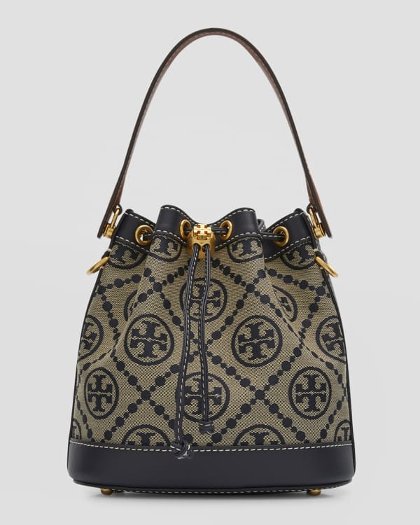 Tory+Burch+T+Monogram+Jacquard+Bucket+Bag+-+Hazelnut for sale