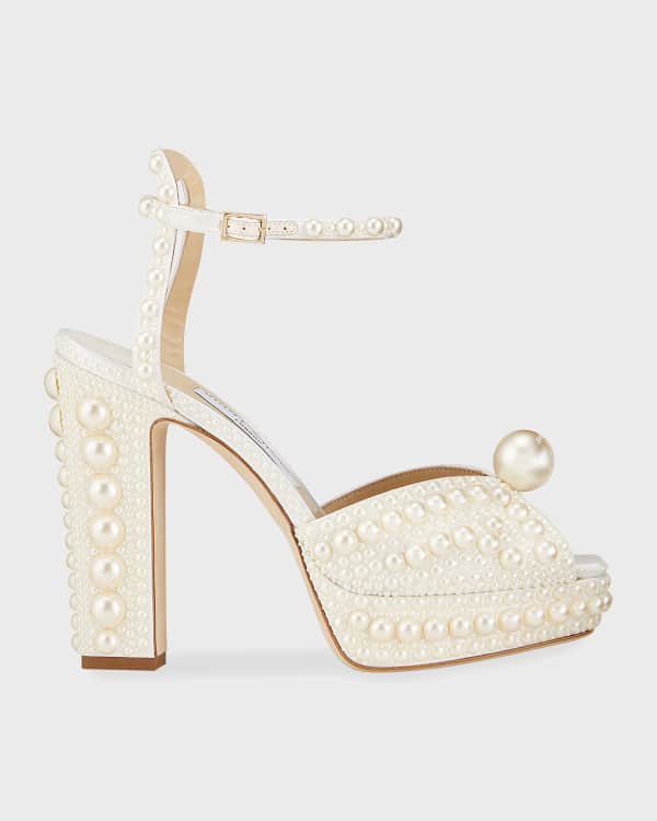 Jimmy Choo Sacaria Tulle Pearly Ankle-Strap Sandals | Neiman Marcus